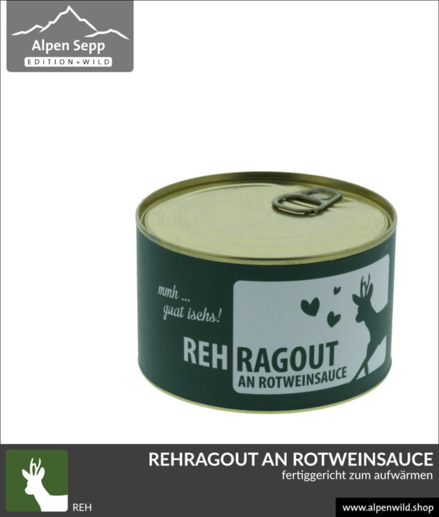 Rehragout Rehgulasch an Rotweinsauce