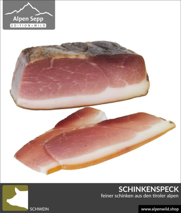 Schinkenspeck vom Schwein geschnitten