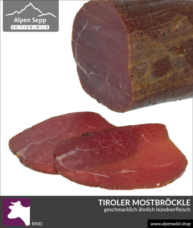 Tiroler Mostbröckle, geschmacklich ähnlich Bündnerfleisch