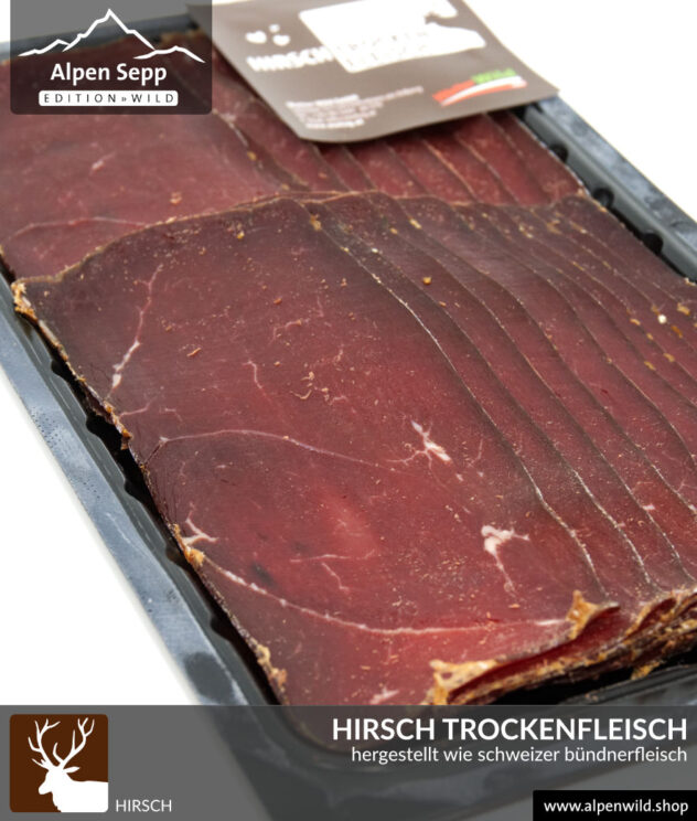 Hirsch Trockenfleisch, geschnitten