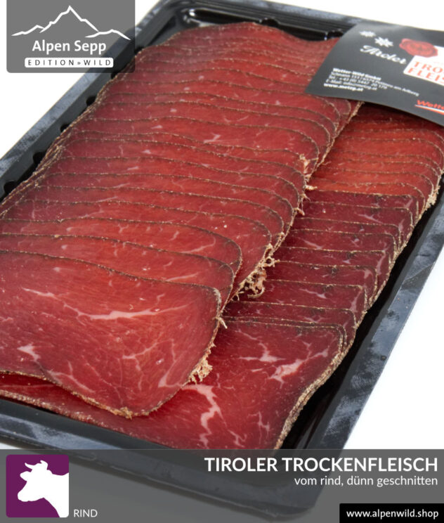 Tiroler Trockenfleisch vom Rind, dünn geschnitten