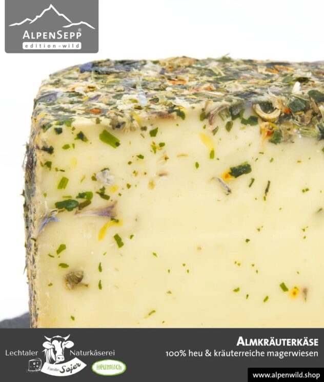 Almkräuterkäse | 100% Heu und kräuterreiche Magerwiese | Lechtaler Naturkäserei in Tirol | 100% Heumilch | 55% F.i.T.