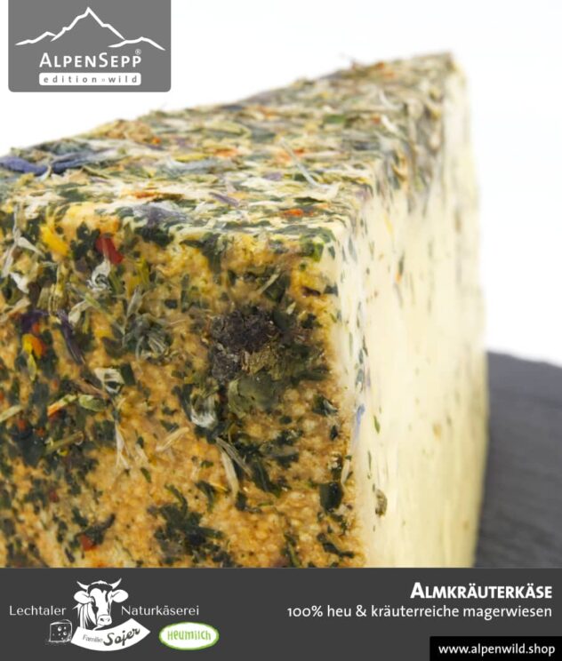 Almkräuterkäse | 100% Heu und kräuterreiche Magerwiese | Lechtaler Naturkäserei in Tirol | 100% Heumilch | 55% F.i.T.