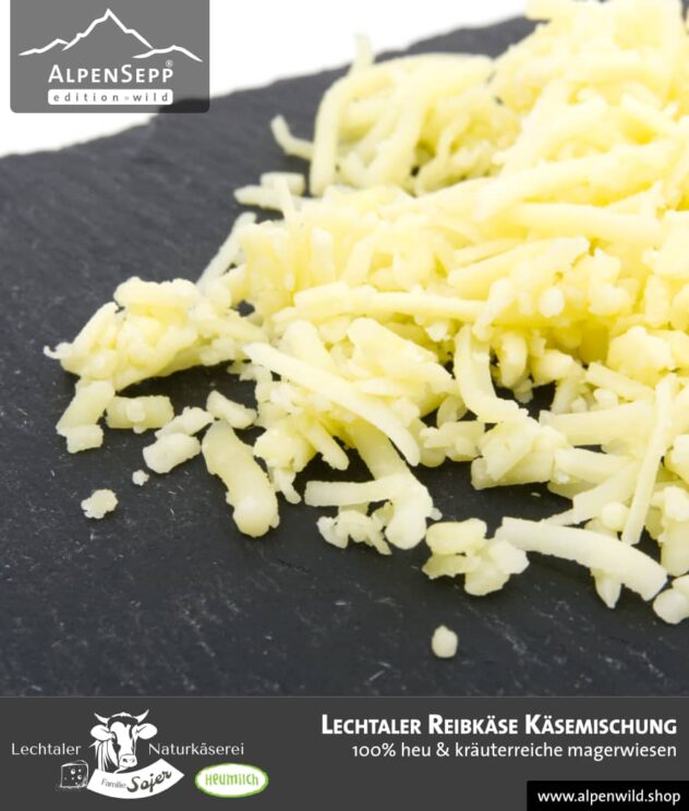 Lechtaler Reibkäse Käsemischung | Lechtaler Naturkäserei in Tirol | 100% Heumilch | 45% F.i.T.