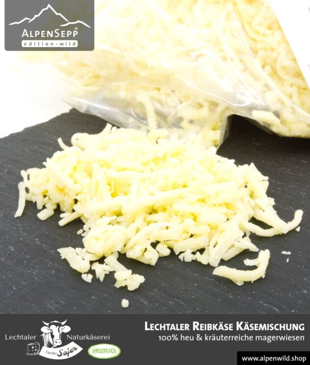 Lechtaler Reibkäse Käsemischung | Lechtaler Naturkäserei in Tirol | 100% Heumilch | 45% F.i.T.