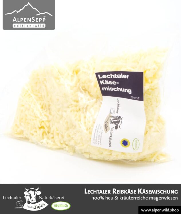 Lechtaler Reibkäse Käsemischung | Lechtaler Naturkäserei in Tirol | 100% Heumilch | 45% F.i.T.