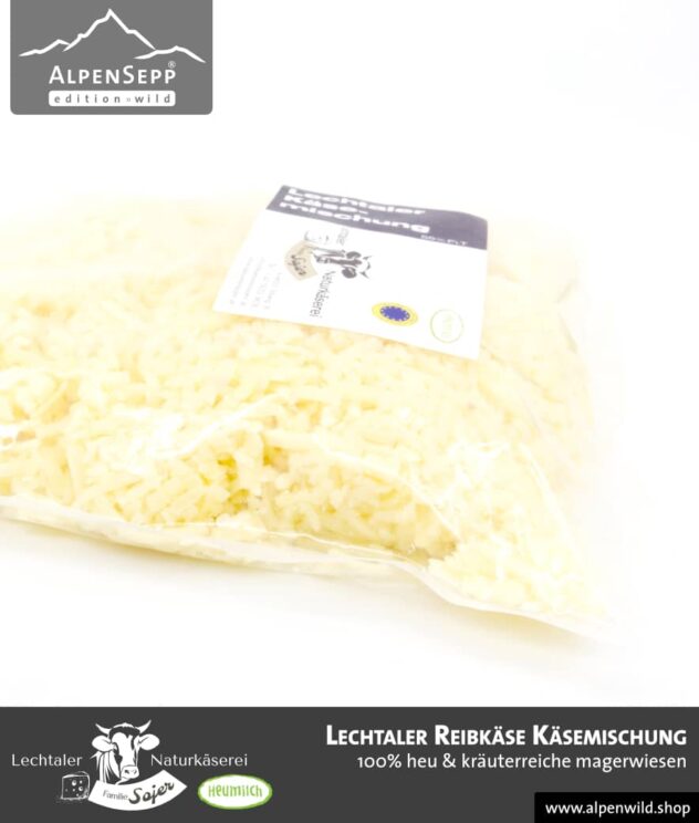 Lechtaler Reibkäse Käsemischung | Lechtaler Naturkäserei in Tirol | 100% Heumilch | 45% F.i.T.