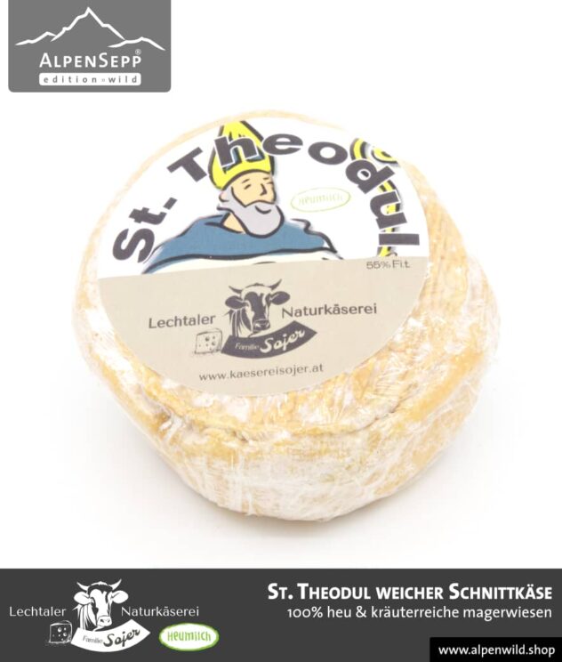 St. Theodul weicher Schnittkäse | 100% Heu und kräuterreiche Magerwiese | Lechtaler Naturkäserei in Tirol | 100% Heumilch | 55% F.i.T. - 300 g